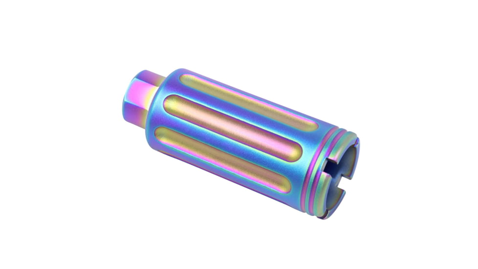 Guntec USA AR-15 Slim Line Cone Flash Can Gen 2, 5.56mm, 1/2x28, Matte Rainbow Pvd Coated, CONE-FH-S-GEN2-RPVD