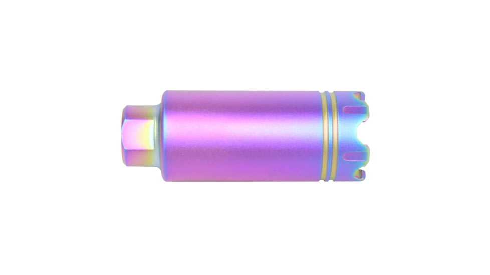 Guntec USA AR-15 Slim Line Trident Flash Can w/Glass Breaker, 5.56mm, 1/2x28, Matte Rainbow Pvd Coated, CONE-FH-S-C-RPVD