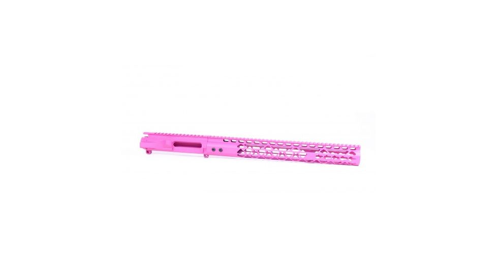 GUNTEC USA Ar 15 Stripped Billet Upper Receiver &amp; 15in Air Lite Series Keymod Handguard Combo Set, Pink, GT-UPPER-SET-PK-15AIRLITE