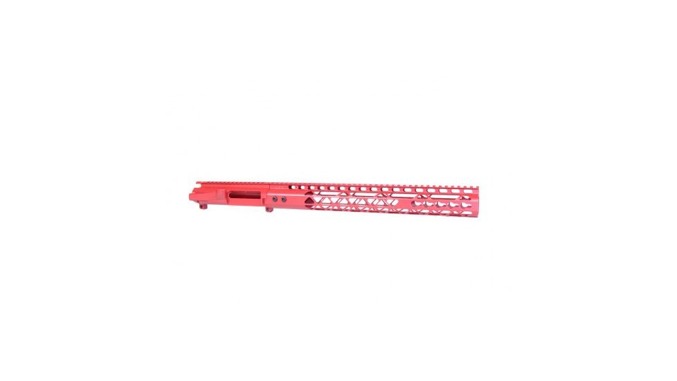 GUNTEC USA Ar 15 Stripped Billet Upper Receiver &amp; 15in Air Lite Series Keymod Handguard Combo Set, Red, GT-UPPER-SET-CRED-15AIRLITE