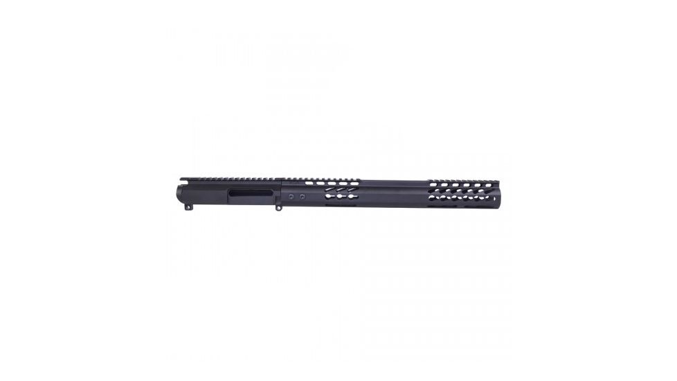 GUNTEC USA Ar 15 Stripped Billet Upper Receiver &amp; 15in Slick Side Series Keymod Handguard Combo Set, Black, GT-UPPER-SET-BLK-15SLKSIDEHG