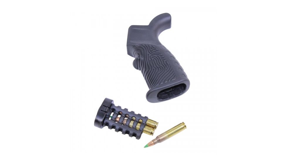 Guntec USA AR-15 T37 Rubber Overmold Textured Pistol Grip, Black Rubber, ARGRIP-T37