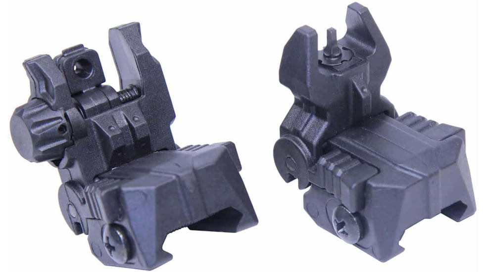 Guntec USA AR-15 Tactical Polymer Spring Assisted Folding Sights, Black, GT-TPSAS