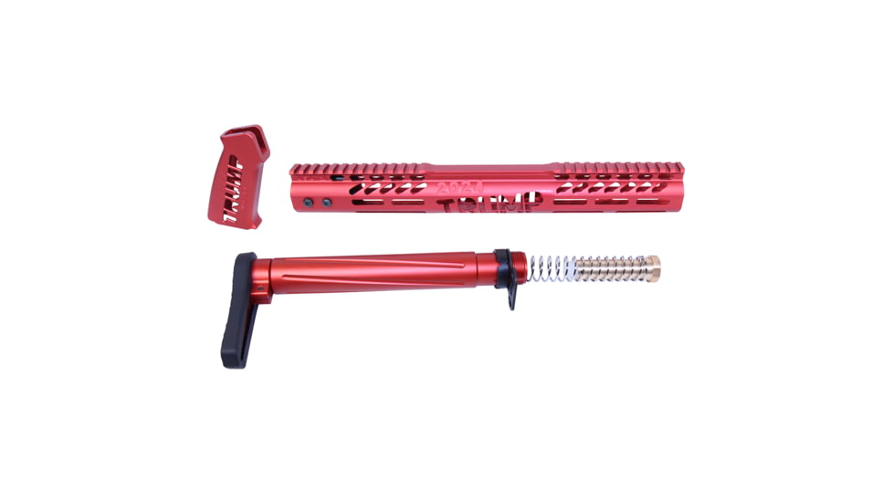 Guntec USA AR-15 Trump Series Airlite Limited Edition Furniture Set, Anodized Red, TRUMP-SET-AIRLITE-RED