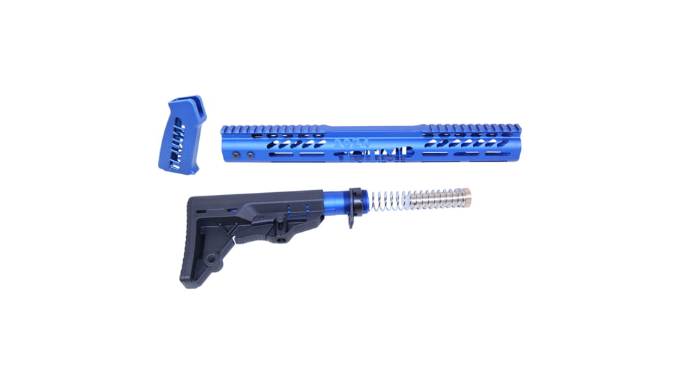 Guntec USA AR-15 Trump Series Limited Edition Furniture Set, Anodized Blue, TRUMP-SET-MIL-BLUE