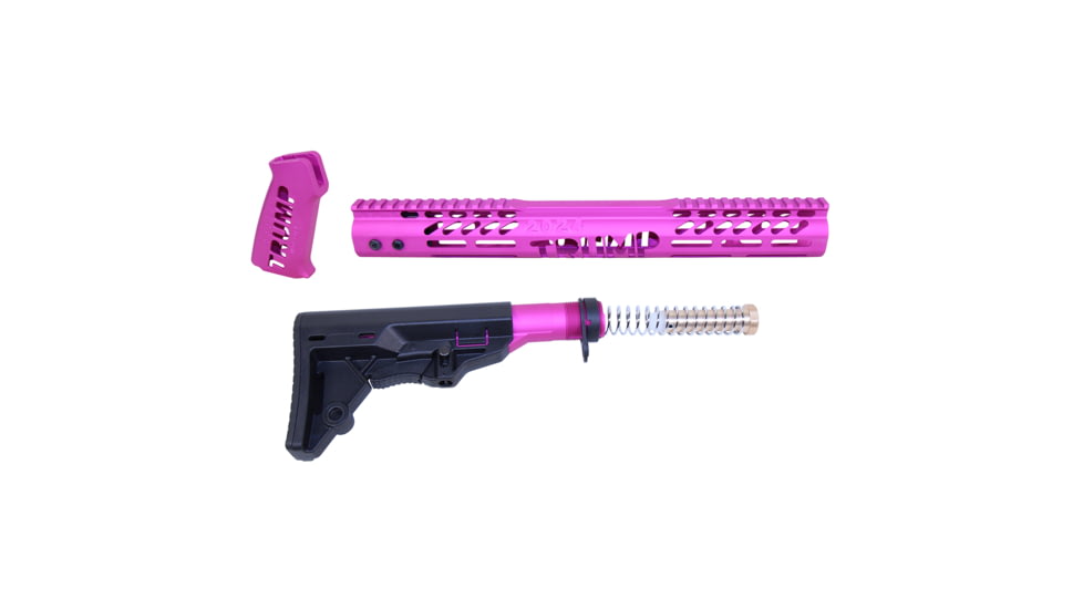 Guntec USA AR-15 Trump Series Limited Edition Furniture Set, Anodized Pink, TRUMP-SET-MIL-PINK