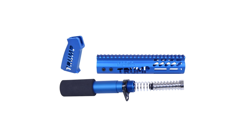 Guntec USA AR-15 Trump Series Limited Edition Pistol Furniture Set, Anodized Blue, TRUMP-PIS-SET-BLUE
