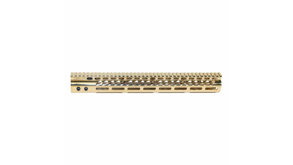 Guntec USA AR-15 Ultra Lightweight Thin M-LOK Free Floating Handguard w/ Monolithic Top Rail, 15in, Gold Plated, GT-15MLK-GLD