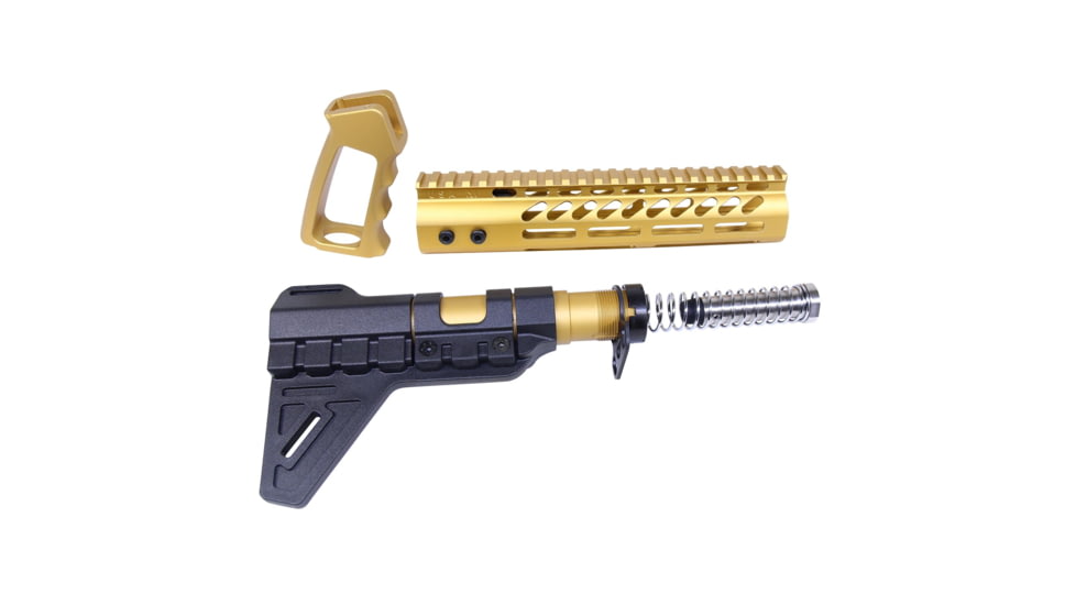 Guntec USA AR-15 Ultra Pistol Furniture Set, Anodized Gold, UPS-GOLD