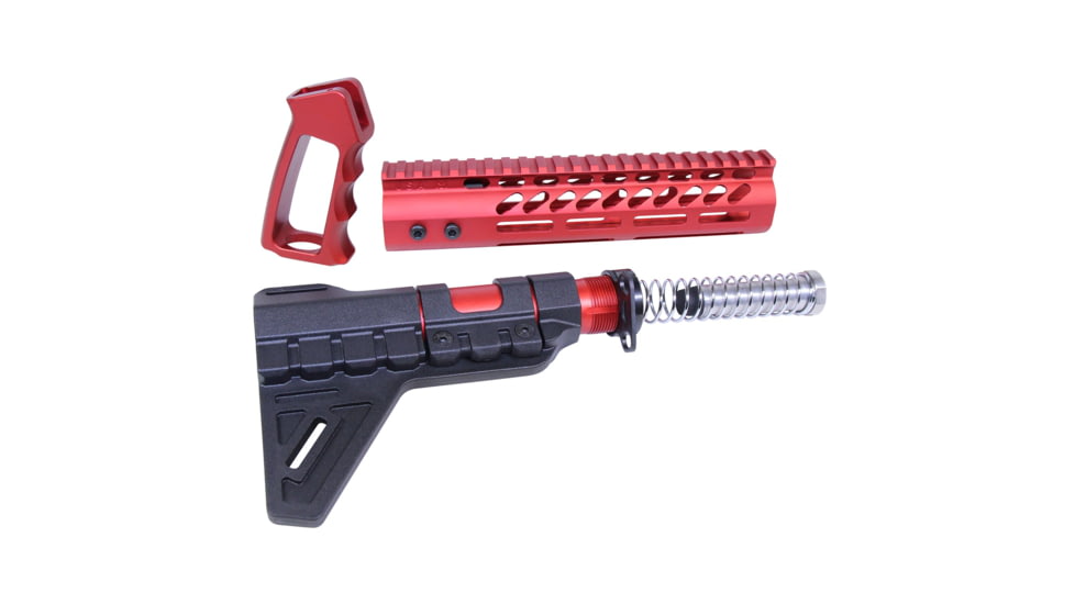Guntec USA AR-15 Ultra Pistol Furniture Set, Anodized Red, UPS-RED