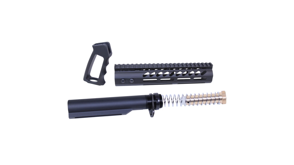 Guntec USA AR-15 Ultra Pistol Furniture Set w/ Milspec Buffer Tube, Anodized Black, UPS-MILTUBE
