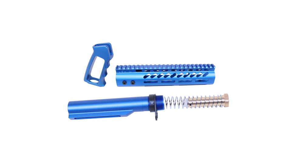 Guntec USA AR-15 Ultra Pistol Furniture Set w/ Milspec Buffer Tube, Anodized Blue, UPS-MILTUBE-BLUE