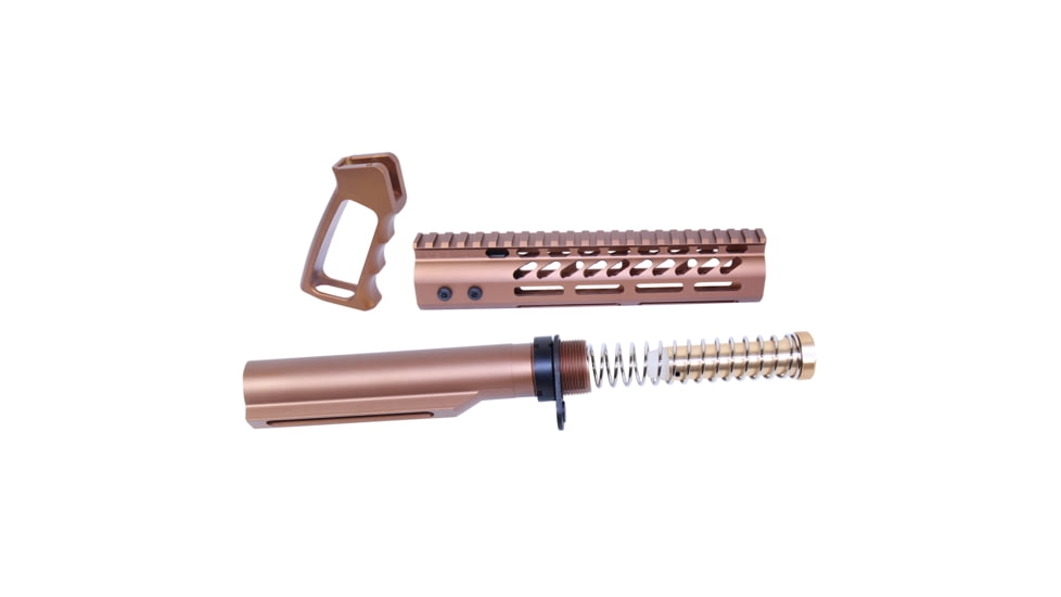 Guntec USA AR-15 Ultra Pistol Furniture Set w/ Milspec Buffer Tube, Anodized Bronze, UPS-MILTUBE-BRZ