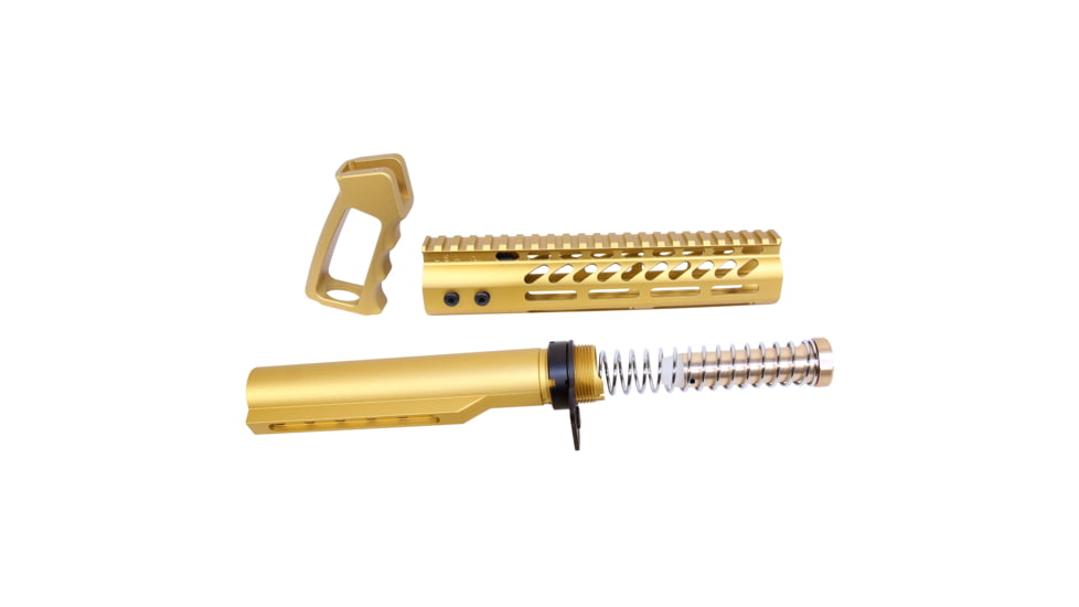 Guntec USA AR-15 Ultra Pistol Furniture Set w/ Milspec Buffer Tube, Anodized Gold, UPS-MILTUBE-GOLD