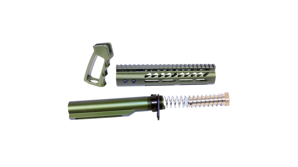 Guntec USA AR-15 Ultra Pistol Furniture Set w/ Milspec Buffer Tube, Anodized Green, UPS-MILTUBE-GREEN