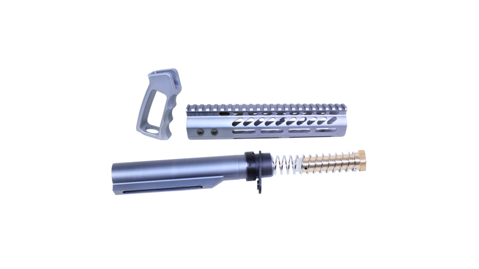 Guntec USA AR-15 Ultra Pistol Furniture Set w/ Milspec Buffer Tube, Anodized Grey, UPS-MILTUBE-GREY