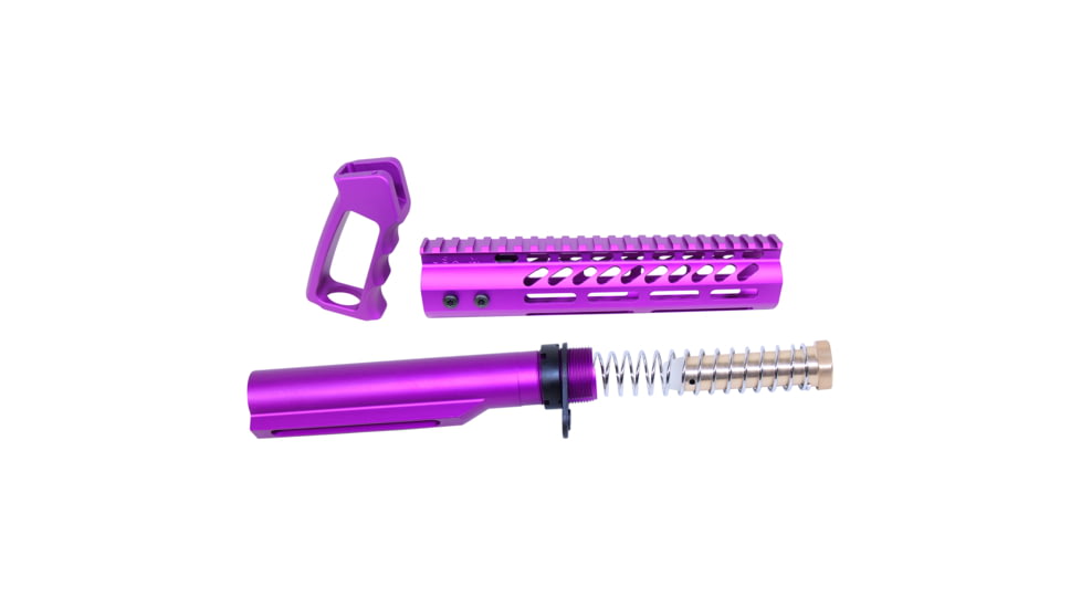 Guntec USA AR-15 Ultra Pistol Furniture Set w/ Milspec Buffer Tube, Anodized Purple, UPS-MILTUBE-PURPLE