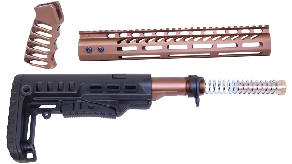 Guntec USA AR-15 Ultralight Series Complete Furniture Set 12in, Anodized Bronze, ULTRA-SET-12-BRZ