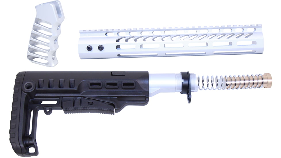 Guntec USA AR-15 Ultralight Series Complete Furniture Set 12in, Anodized Clear, ULTRA-SET-12-CLEAR