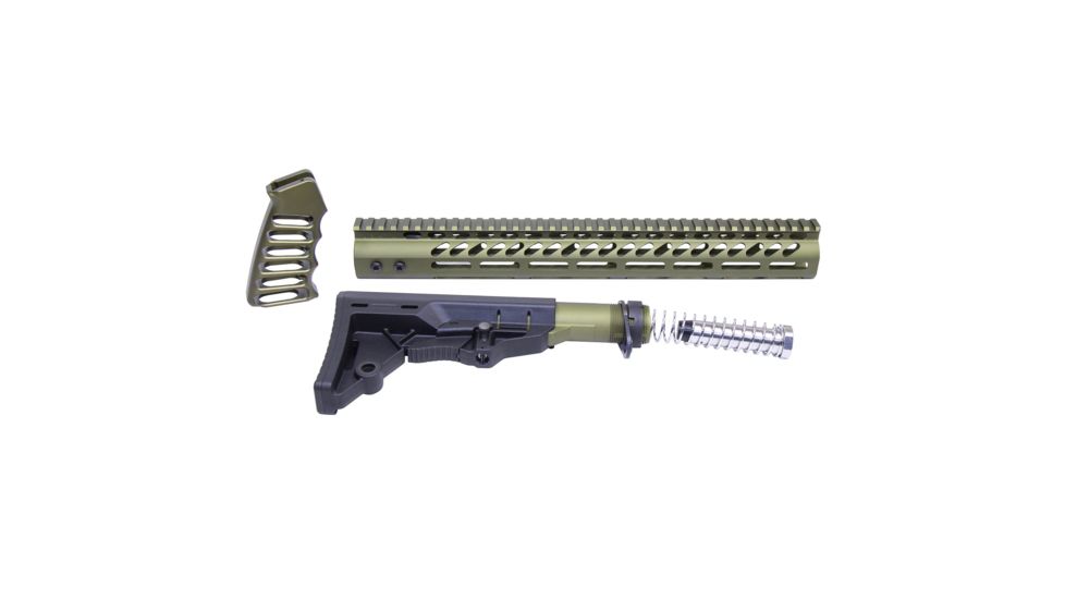 Guntec USA AR-15 Ultralight Series Complete Furniture Set, Anodized Green, ULTRA-SET-GREEN