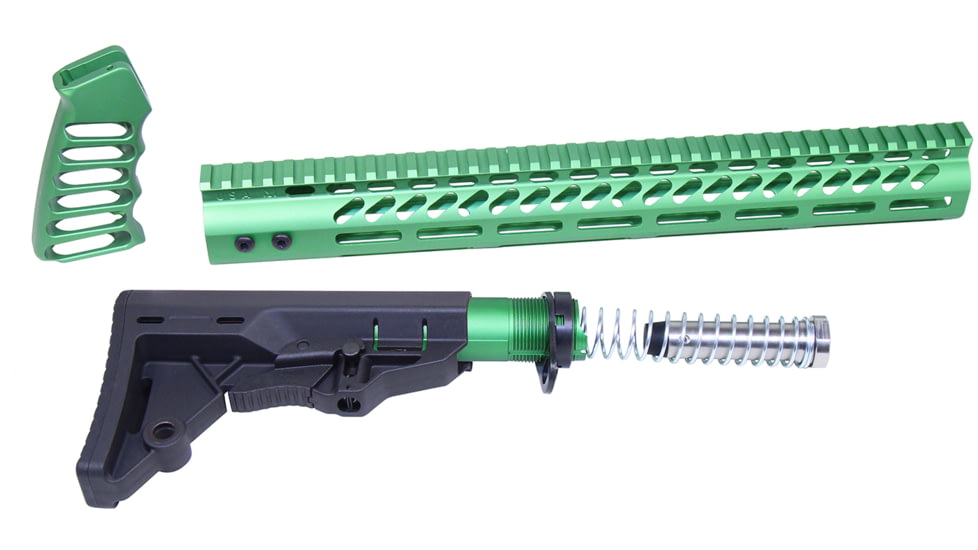 Guntec USA AR-15 Ultralight Series Complete Furniture Set, Anodized Irish Green, ULTRA-SET-IG