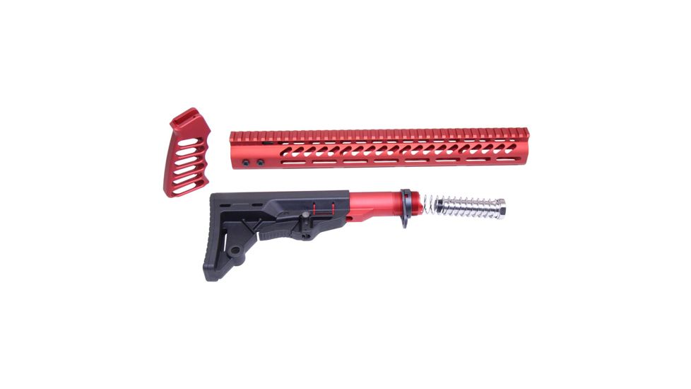 Guntec USA AR-15 Ultralight Series Complete Furniture Set, Anodized Red, ULTRA-SET-RED