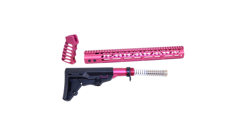 Guntec USA AR-15 Ultralight Series Complete Furniture Set, Anodized Rose, ULTRA-SET-ROSE