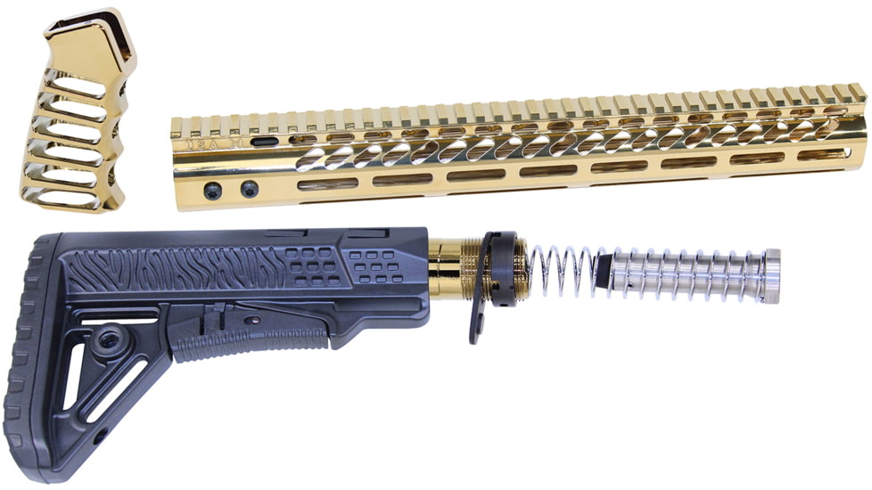 Guntec USA AR-15 Ultralight Series Complete Furniture Set, Gold Plated, ULTRA-SET-GP