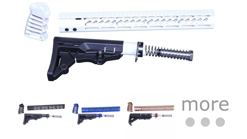 Guntec USA AR-15 Ultralight Series Complete Furniture Set, Arctic White, Black, Blue, Burnt Bronze, Cerakote Blue, Chrome