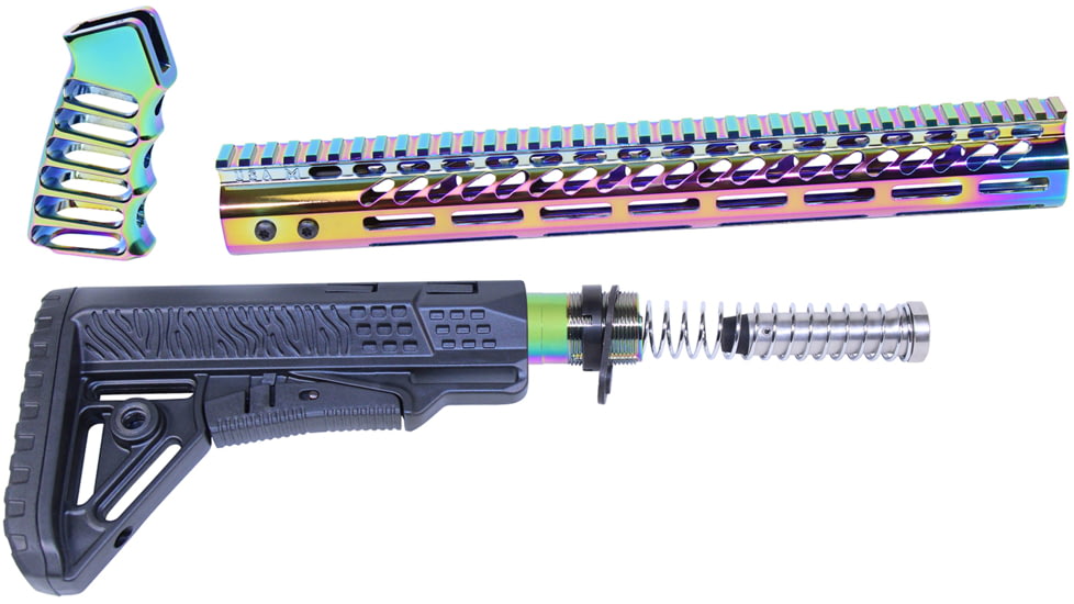 Guntec USA AR-15 Ultralight Series Complete Furniture Set, Rainbow PVD, ULTRA-SET-RPVD