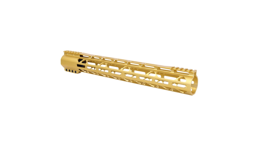 Guntec USA AR-308 15in AIR-LOK Series M-LOK Compression Free Floating Handguard With Monolithic Top Rail Gen 2, Anodized Gold, GT-15ALC-G2-308-GOLD