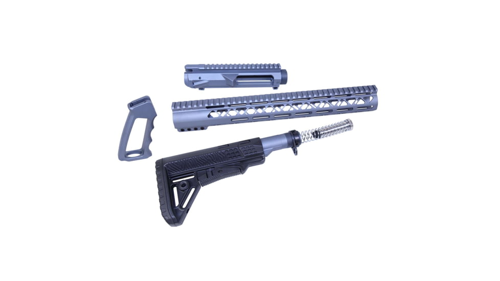Guntec USA AR .308 AIR-LOK Series Complete Furniture Set W/Matching Upper Receiver, Grey, AIRLOK-SET-UPPER-308-GREY
