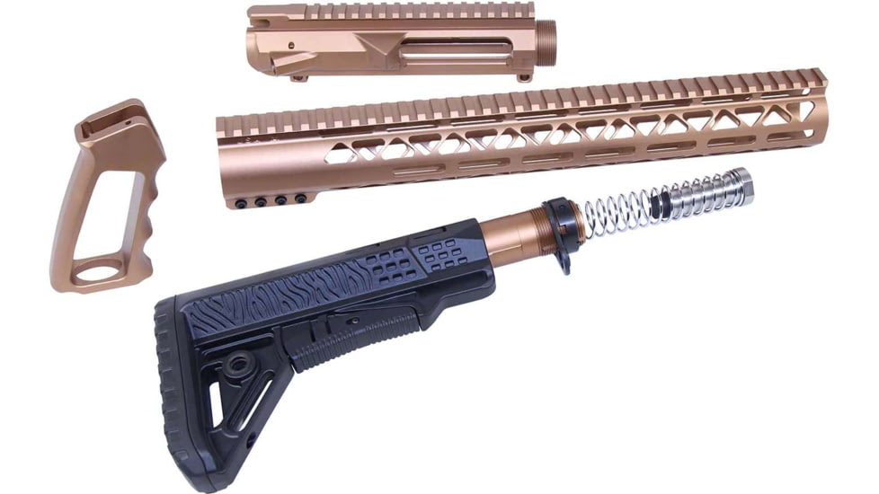 Guntec USA AR .308 AIR-LOK Series Complete Furniture Set W/Matching Upper Receiver, Bronze, AIRLOK-SET-UPPER-308-BRZ