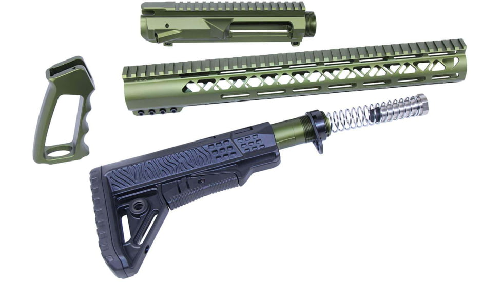 Guntec USA AR .308 AIR-LOK Series Complete Furniture Set W/Matching Upper Receiver, Green, AIRLOK-SET-UPPER-308-GREEN