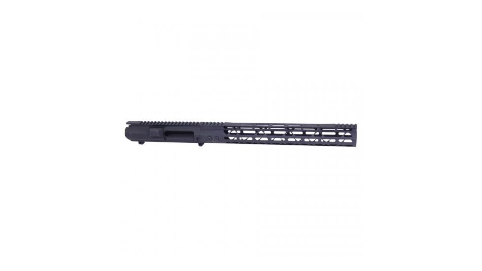 GUNTEC USA Ar .308 Cal Stripped Billet Upper Receiver &amp; 15in Mod Lite Skeletonized Series M-Lok Handguard Combo Set, Black GT-UPPER-SET-BLK-15MDLTE-308