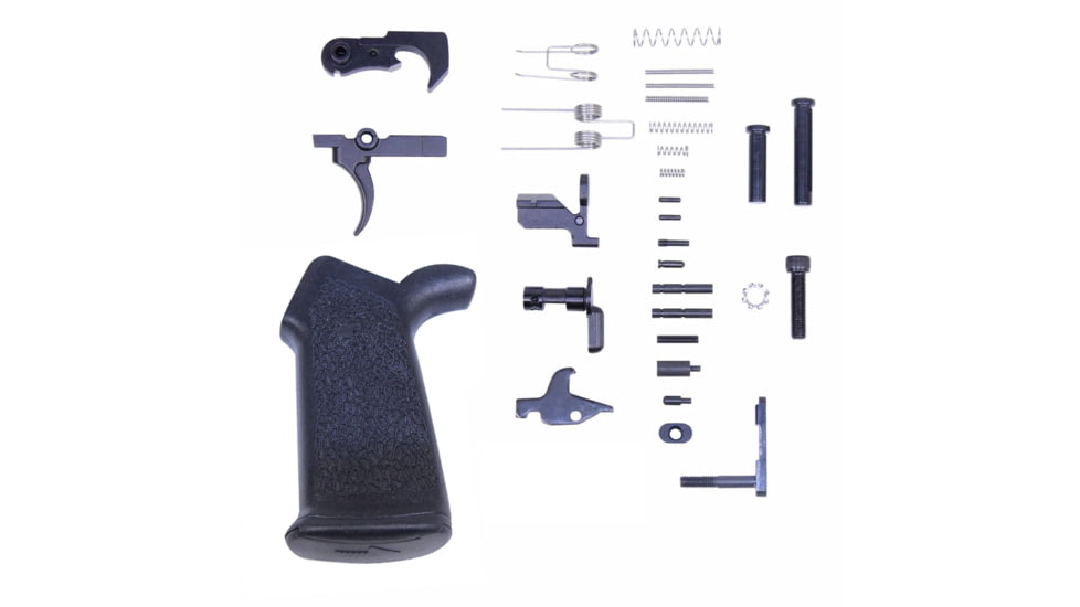 Guntec USA AR .308 Complete Lower Parts Kit w/Ergonomic Rubber Pistol Grip, LPK-GRIP-308