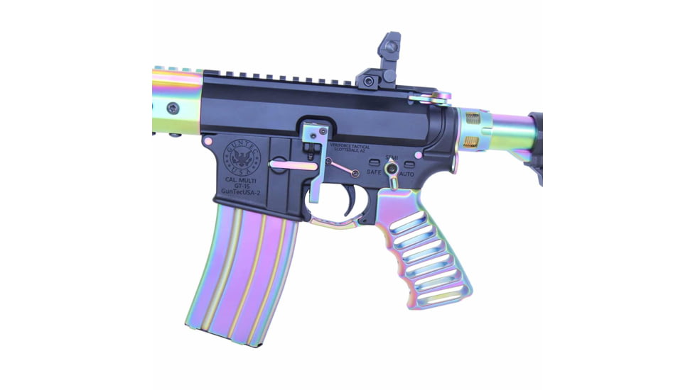 Guntec USA AR-15 Builders Kit w/Ambidextrous Safety, Matte Rainbow, BUILD-KIT-AMBI-M-RPVD