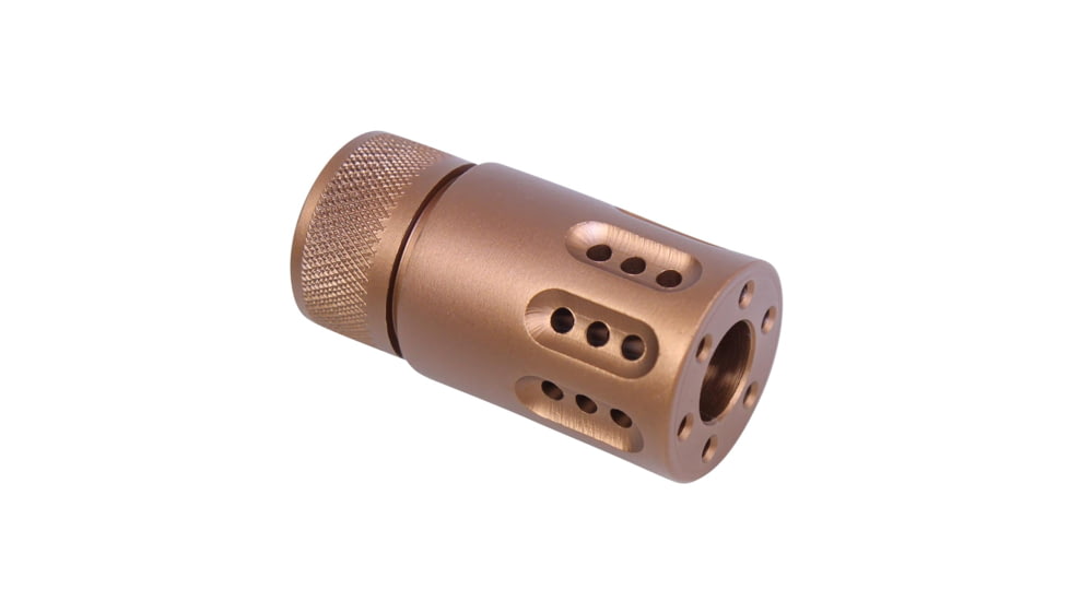 Guntec USA AR 9mm Mini Slip Over Barrel Shroud w/Multi Port Muzzle Brake, Bronze, 1326-MB-P-MINI-9-BRZ