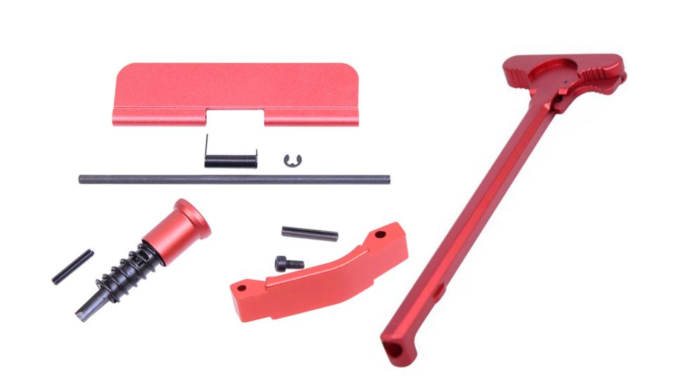 Guntec USA AR15 Receiver Build Kit w/Charging Handle, Anodized Red, ARCH-KIT-RED