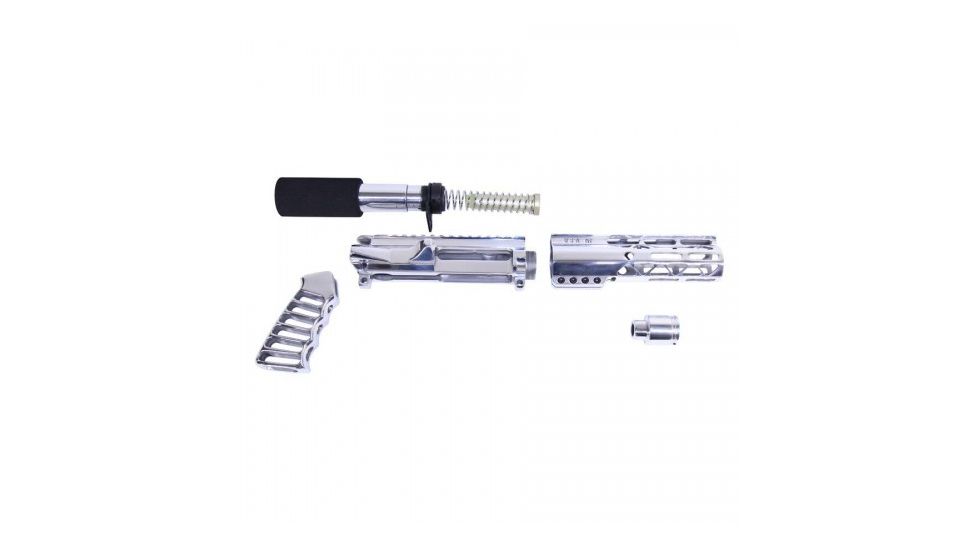Guntec USA Gen 2 Air-Lok Furniture Set, AR-15, Pistol Length, 5.56 Upper Receiver, 7 inch Air-Lok Handguard, Pistol Grip, 1/2x28 Flash Cone, Polished GT-AR-P-KIT-HP