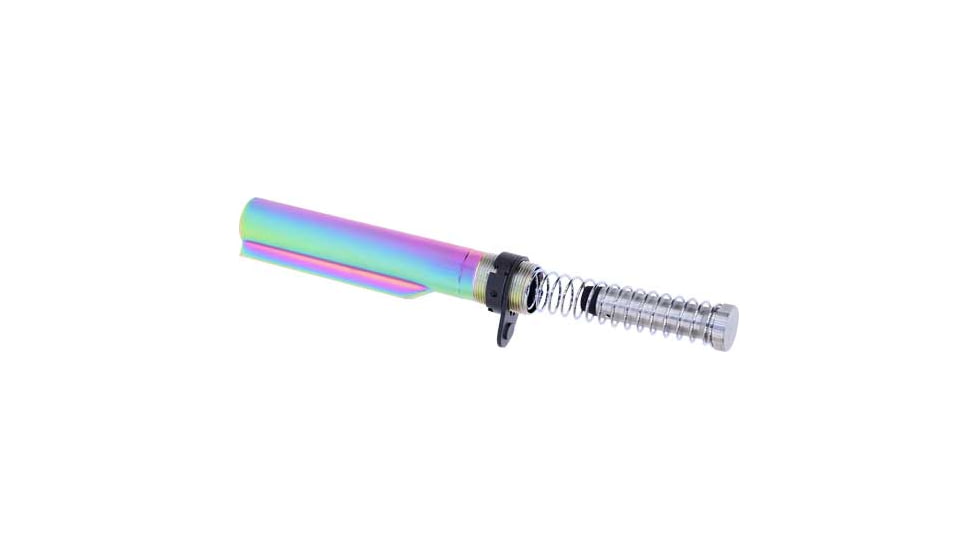 Guntec USA AR-15 Buffer Tube w/Buffer &amp; Spring, Rainbow PVD, MILTUBESETMRPVD