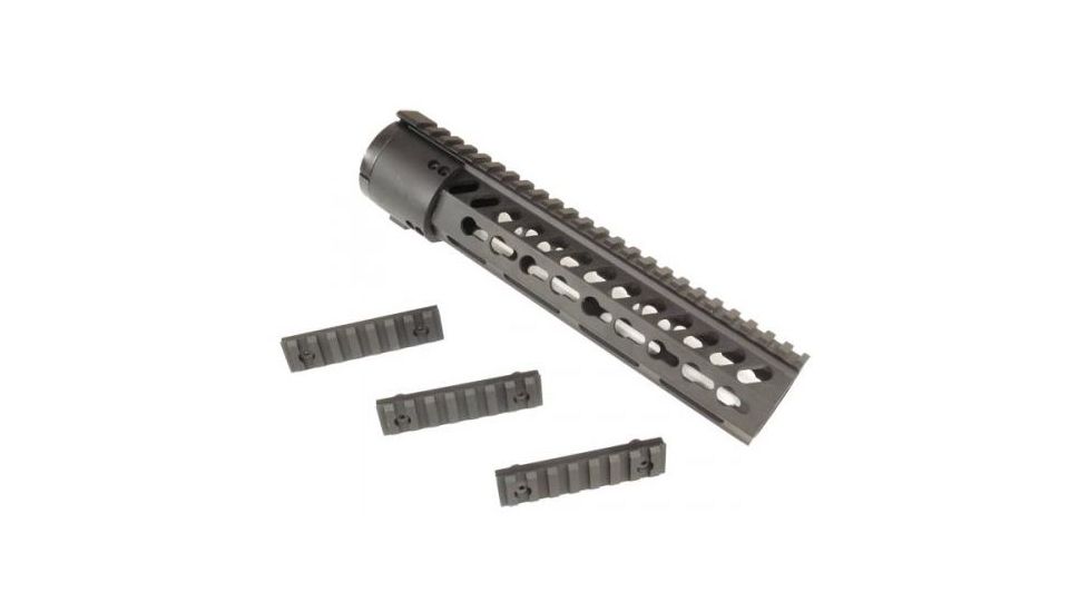 GUNTEC USA Thin Profile Free Floating Keymod Handguard w/Removable Rails Monolithic Top Rail,10in,Anodized BA79-K-10