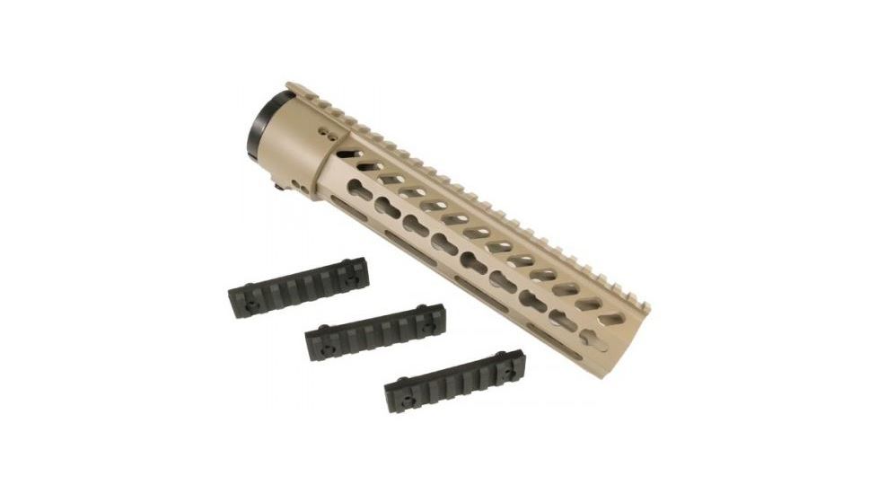 GUNTEC USA Thin Profile Free Floating Keymod Handguard w/Removable Rails Monolithic Top Rail,10in,Cerakote Flat Dark Earth BA79-K-10-FDE