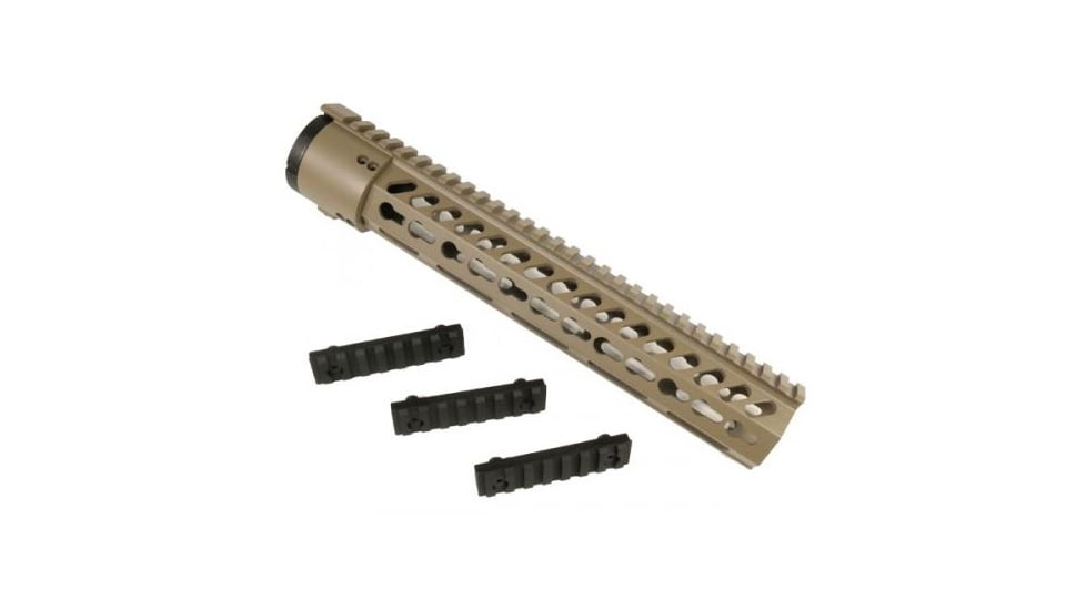 GUNTEC USA Thin Profile Free Floating Keymod Handguard w/Removable Rails Monolithic Top Rail,12in,Cerakote Flat Dark Earth BA79-K-12-FDE