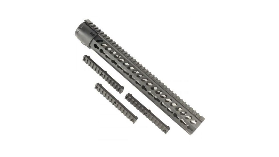 GUNTEC USA Thin Profile Free Floating Keymod Handguard w/Removable Rails Monolithic Top Rail,15in,Anodized BA79-K-15