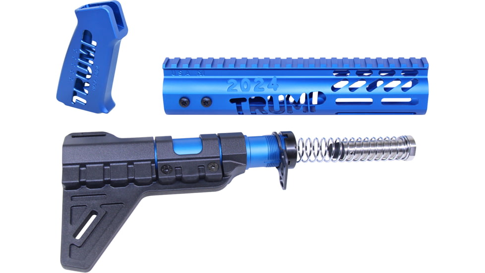 Guntec USA Trump Series Limited Edition AR-15 Pistol Furniture Set w/Brace, Anodized Blue, TRUMP-PIS-SET-PB-BLUE