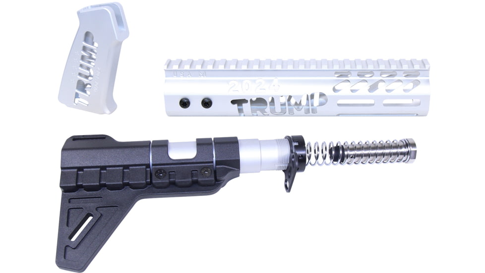 Guntec USA Trump Series Limited Edition AR-15 Pistol Furniture Set w/Brace, Anodized Clear, TRUMP-PIS-SET-PB-CLEAR