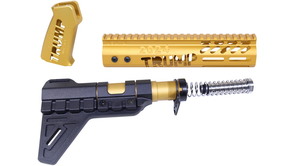 Guntec USA Trump Series Limited Edition AR-15 Pistol Furniture Set w/Brace, Anodized Gold, TRUMP-PIS-SET-PB-GOLD