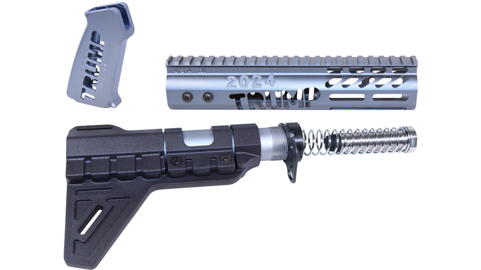 Guntec USA Trump Series Limited Edition AR-15 Pistol Furniture Set w/Brace, Anodized Grey, TRUMP-PIS-SET-PB-GREY