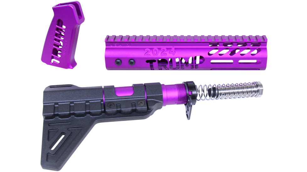 Guntec USA Trump Series Limited Edition AR-15 Pistol Furniture Set w/Brace, Anodized Purple, TRUMP-PIS-SET-PB-PURPLE